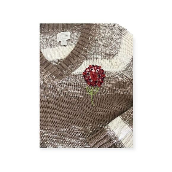 Christopher & Banks Size Large Hand Embroidered Sweater Flower - Picture 5 of 10